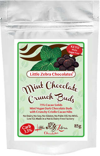 Keto Dark Chocolate Mint Crunch Buds 85g Pouch x 12